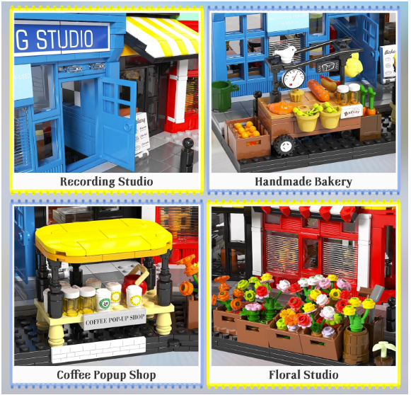 Toy Zilla Colorful City Market Building Block Set