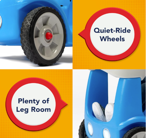 Toy Zilla Roll and Stroll Quiet Ride-On Toddler Toy Push Car